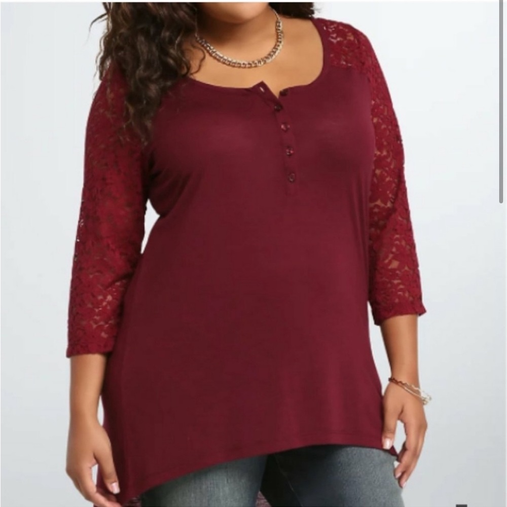 Torrid Maroon Lace Tunic Top 0X